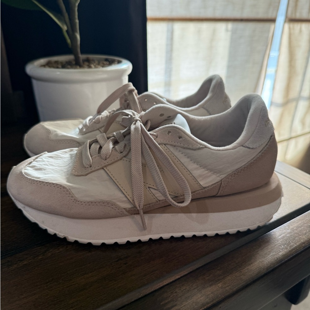 Women's New Balance 237 Beige and White Sneakers